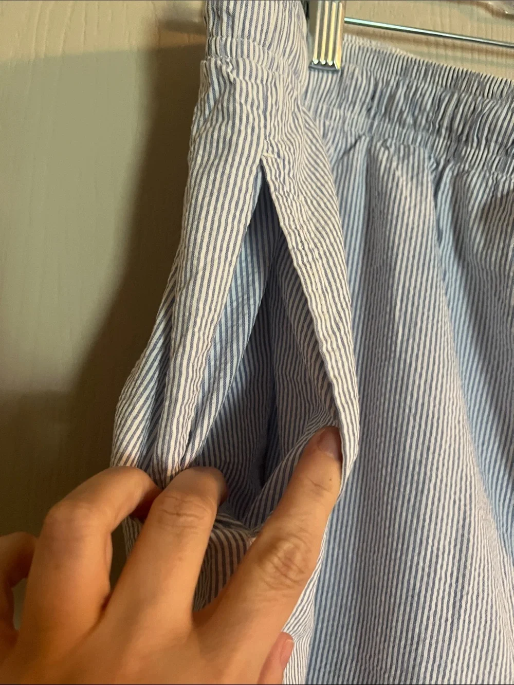 L.L. Bean Light Blue Seersucker Drawstring Pajama Lounge Pants Size XL